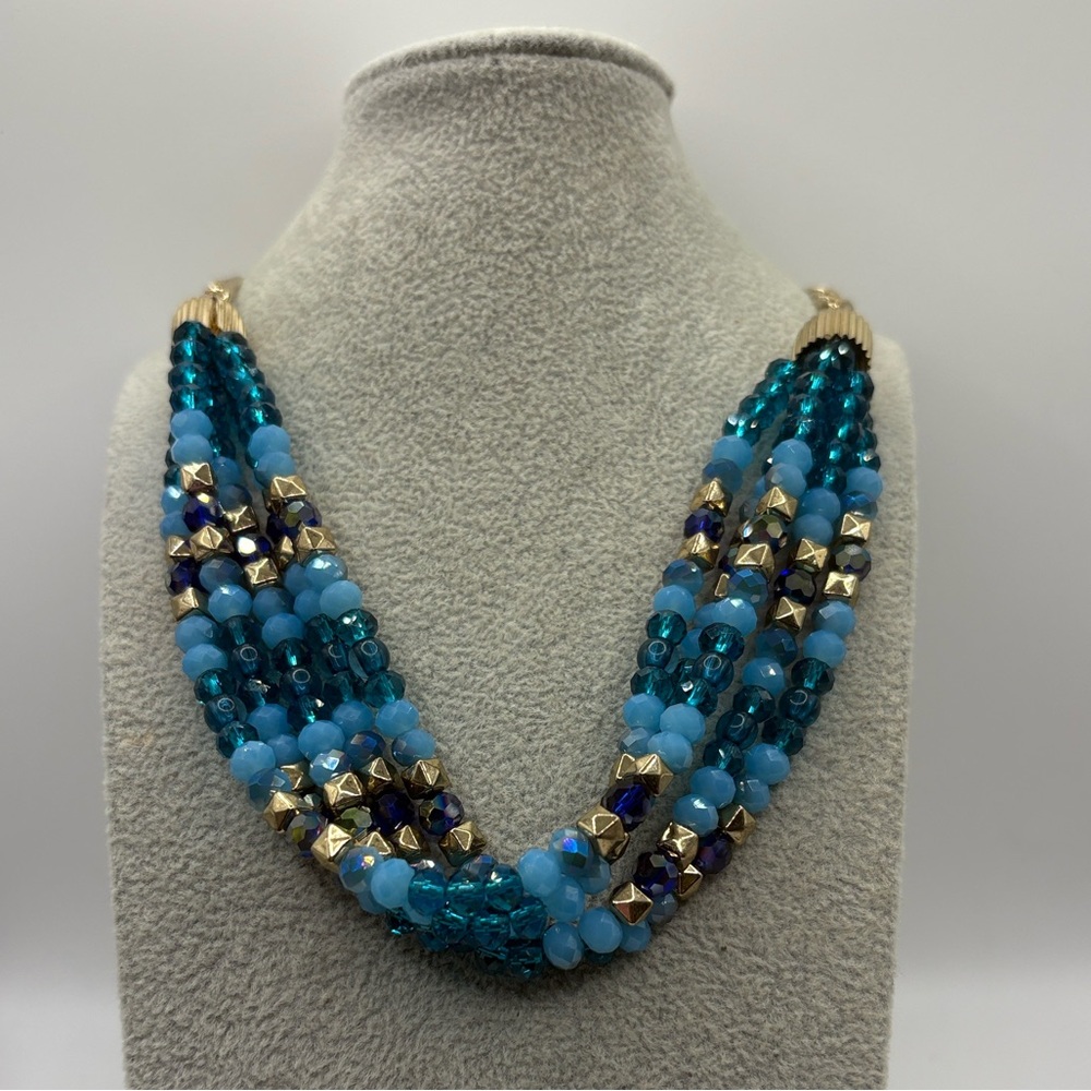 Blue Beaded 5 strand Necklace by Charming Charlie